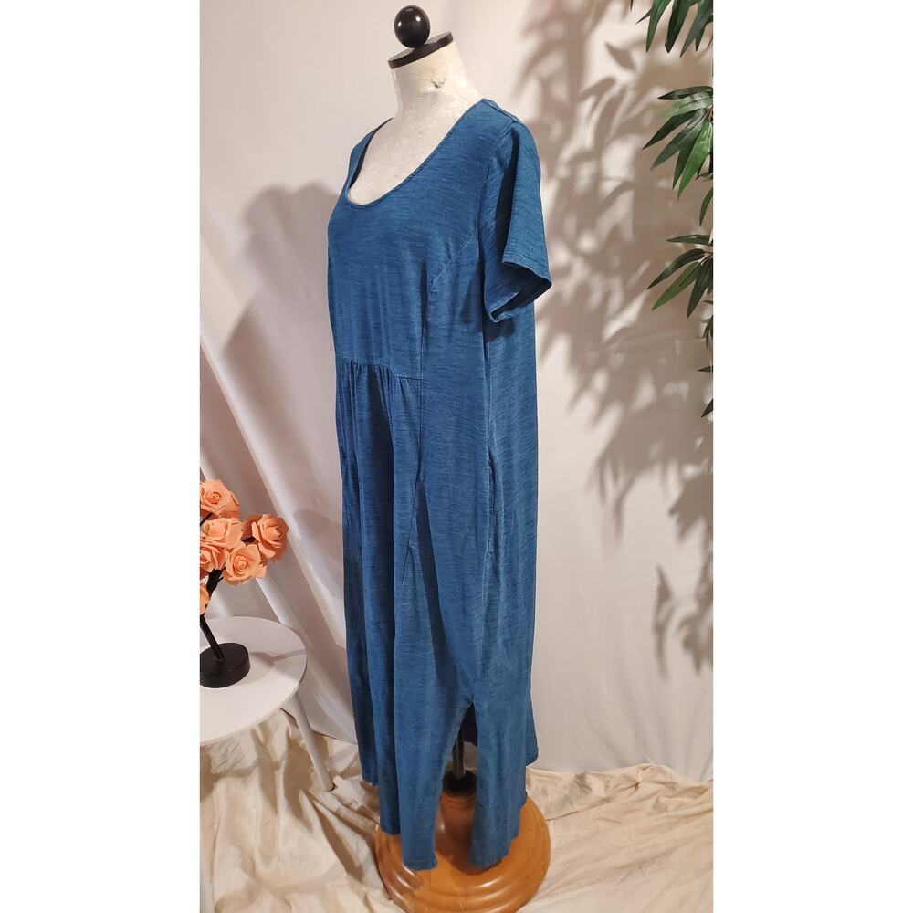Pure Jill Indigo Spacedye Short Sleeve Scoop Neck Maxi Dress 1X 100% Cotton - Picture 4 of 12